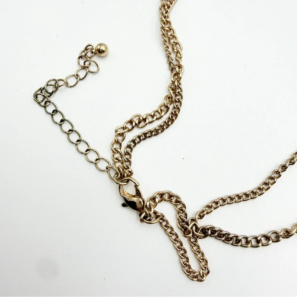 Vintage Turquoise Statement Necklace Gold Tone Layered Bib Necklace - Picture 5 of 10
